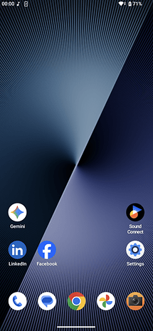 Default home screen of Sony Xperia 1 VII, displaying time, date, and various app icons.