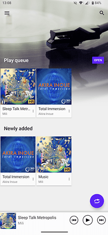 Music app interface showing play queue and newly added tracks on Sony Xperia 1 VII.