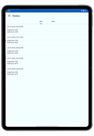 OnePlus Pad 2 screenshots from benchmark apps.