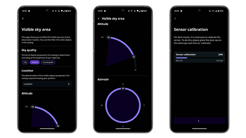 Unistellar eQuinox 2 setup screenshots