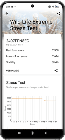 Screenshot vom 3DMark-Benchmark-Test auf dem Xiaomi 14T Pro