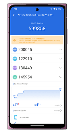 HMD Skyline-Screenshot aus dem AnTuTu-Benchmark-Test.