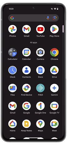 Screenshot from the Google Pixel 9 Pro app drawer