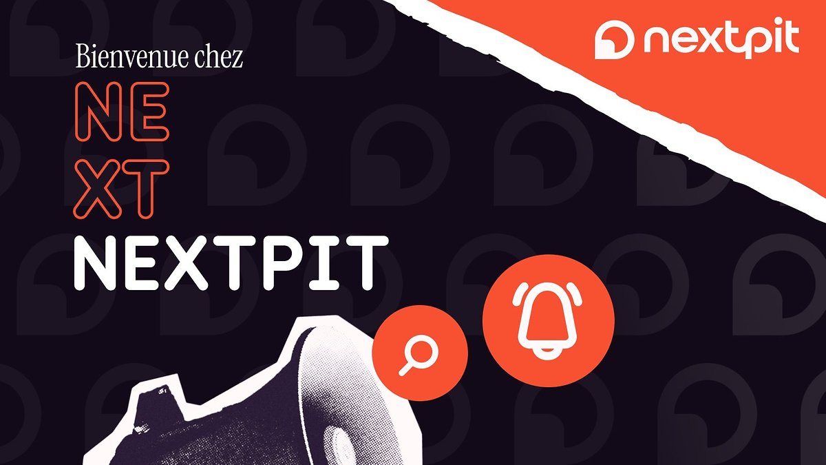 Bienvenue chez NEXTPIT annonce avec un mégaphone et des icônes de notification.
