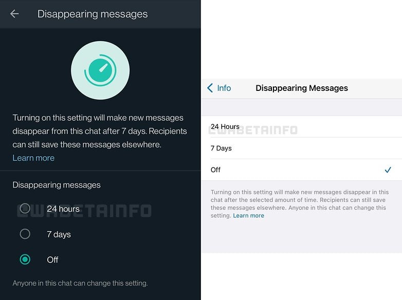 WhatsApp Beta disappearing messages 24h