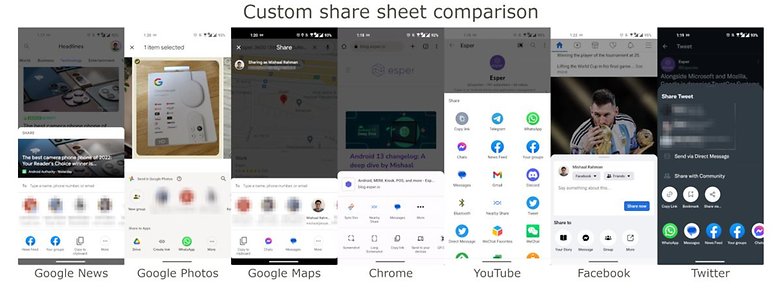 Android 13 share menu inconsistencies