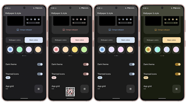 Les couleurs du thème de présentation d'Android 13