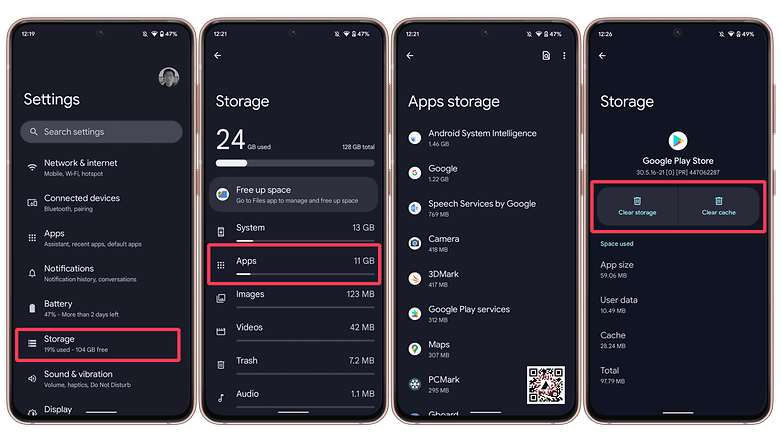 Steps to clear cache on Android 13