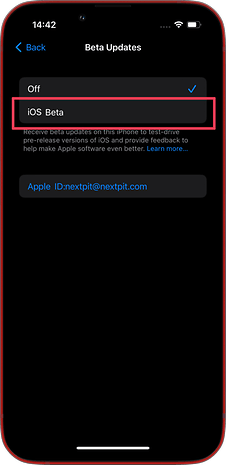 Screenshots showing how to install an iOS public beta