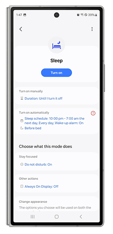 One UI screenshots showing how to create automated modes and routines.