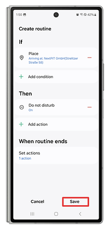 One UI screenshots showing how to create automated modes and routines.