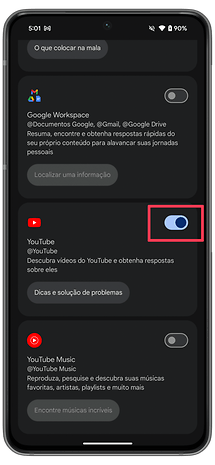 YouTube integration on the Gemini Assistant.