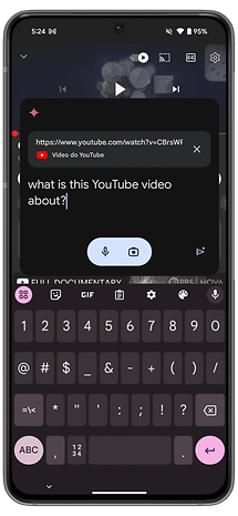 YouTube-integrering på Gemini Assistant.