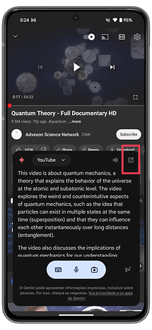 Integrace YouTube v Asistentovi Gemini.