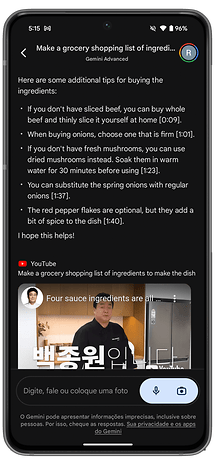 YouTube integration on the Gemini Assistant.