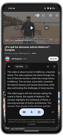 YouTube-Integration auf dem Gemini Assistant.