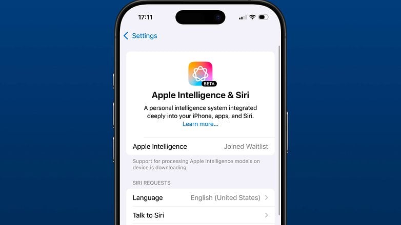 Képernyőkép az Apple Intelligence beállításairól az iOS 18.1 rendszeren belül