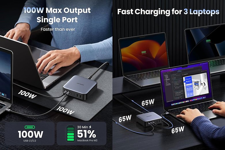 UGREEN 65W Charging Station, 7-in-1 USB C Power Strip with 6ft Extension  Cord, 3 AC, 2 USB C, 2 USB A, Nexode GaN Desktop Charger for Home, Office