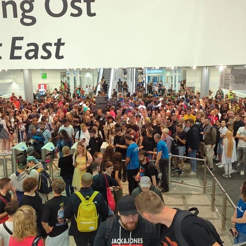 Une photo de l'entrée de la Gamescom en 2023.