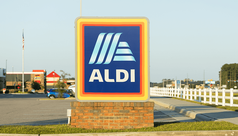 Aldi Logo on stones