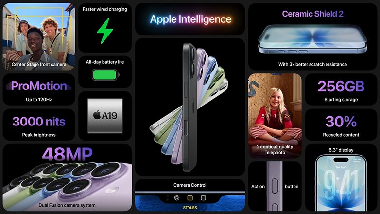 iPhone 17 Funktionen: 48MP Kamera, 6,3" Display, 256GB Speicher, ProMotion, A19 Chip, Ceramic Shield, den ganzen Tag Akkulaufzeit. iPhone 17 Funktionen: 48MP Kamera, 6,3" Display, 256GB Speicher, ProMotion, A19 Chip, Ceramic Shield, den ganzen Tag Akkulaufzeit.