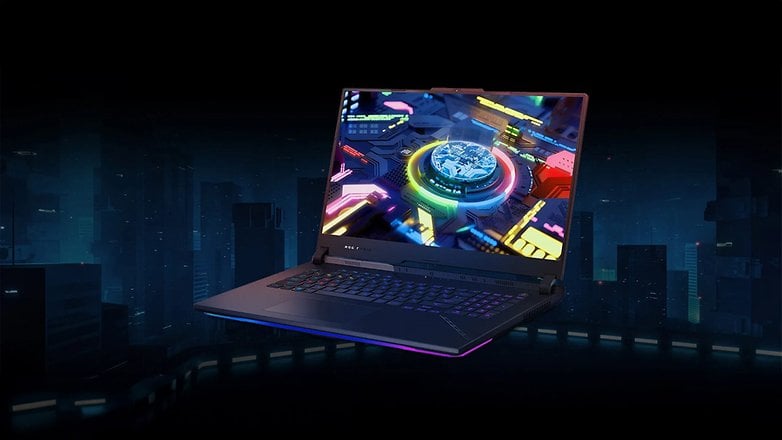 ASUS ROG Strix Scar 17 Gaming-Laptop mit lebendigem Display und beleuchtetem Keyboard.