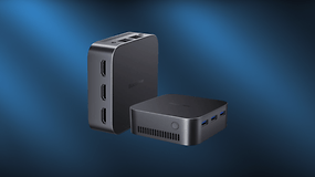 Blackview M80 Mini-PC, kompaktes Design mit mehreren HDMI- und USB-Ports.