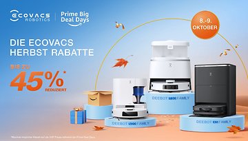 Ecovacs-Roboter mit Herbstrabatten bis zu 45%, Prime Big Deal Days, 8.-9. Oktober.