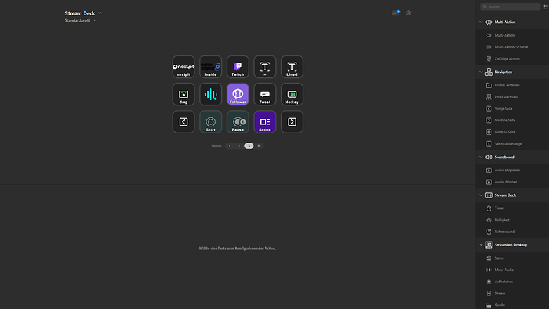 Stream Deck-Oberfläche mit verschiedenen anpassbaren Tasten für Streaming-Steuerungen. Stream Deck-Oberfläche mit verschiedenen anpassbaren Tasten für Streaming-Steuerungen.