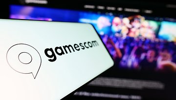 Gamescom-Schriftzug auf dem Smartphone