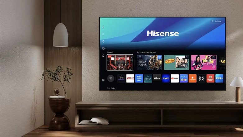 Hisense U7Q-Fernseher zeigt verschiedene Streaming-Optionen und Empfehlungen. Hisense U7Q-Fernseher zeigt verschiedene Streaming-Optionen und Empfehlungen.