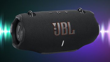 JBL Xtreme 4 tragbarer Bluetooth-Lautsprecher in Schwarz mit JBL-Logo.