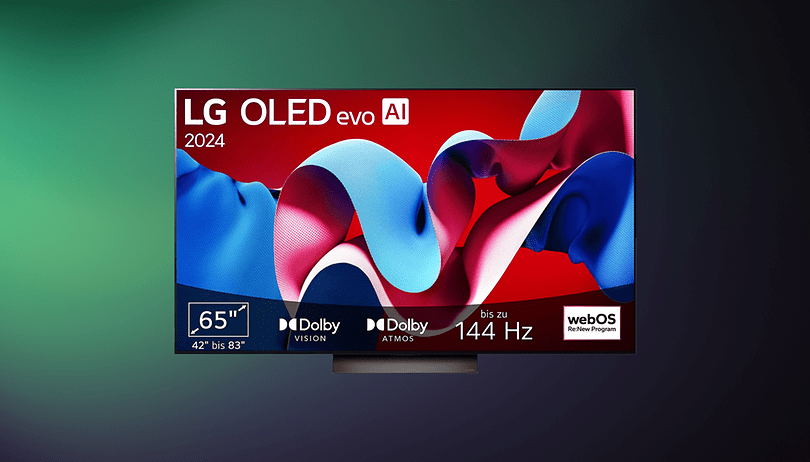 LG OLED evo C4 green blue background