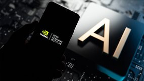 Nvidia auf einem Smartphone mit AI-Schriftzug im Hintergrund
