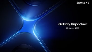 Ankündigung der Samsung Galaxy Unpacked-Veranstaltung mit einem blauen Design, Datum: 22. Januar 2025.