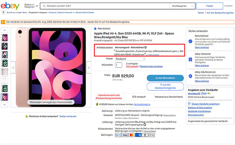 eBay Re-Store Produktseite neu