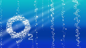 o2 Zeichen mit Wasserblasen