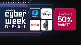 Waipu.tv Cyber Week-Angebot mit 50% Rabatt für 12 Monate auf Netflix und Disney+-Abonnements.