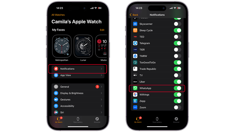 A WhatsApp értesítések engedélyezése az Apple Watch számára iPhone-on keresztül