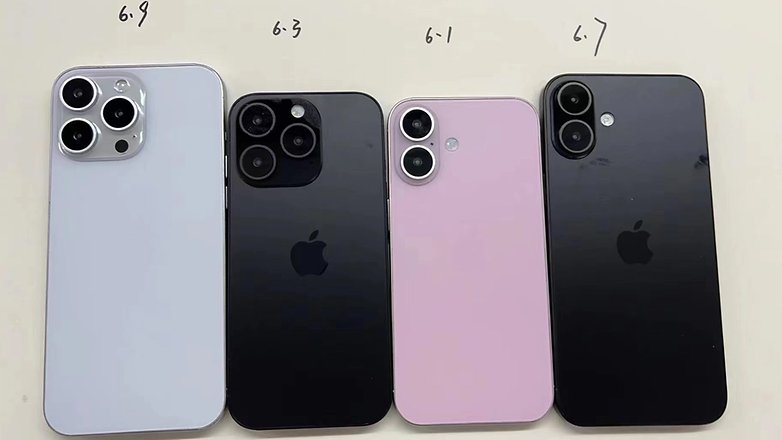 Alleged dummy units of the iPhone 16, iPhone 16 Plus, iPhone 16 Pro, and iPhone 16 Pro Max