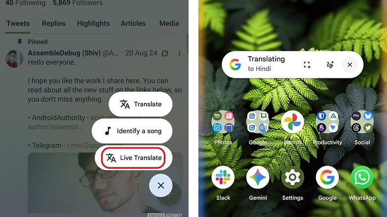 Circle to Search's new Live Translate feature