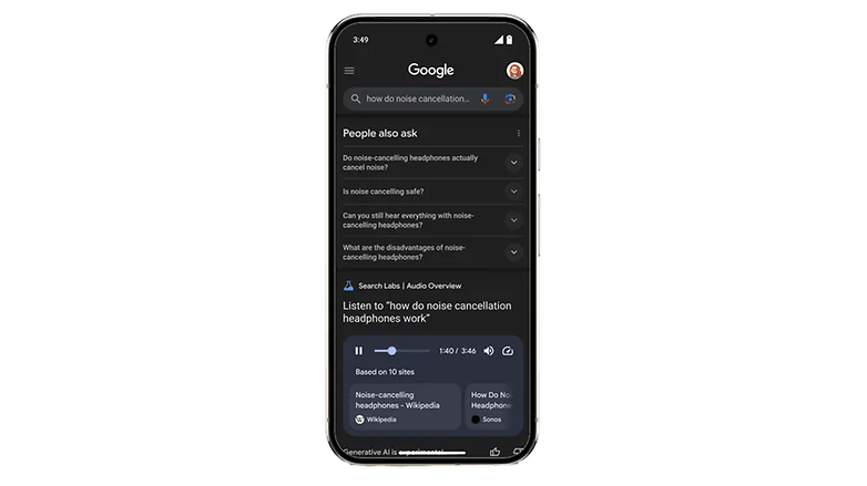 Google search results for 'how do noise cancellation headphones work' with related questions. Google search results for 'how do noise cancellation headphones work' with related questions.