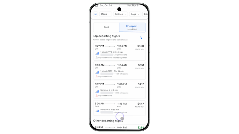 Google Flights gets new Cheapest tab