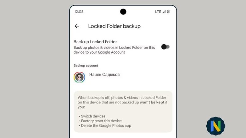 Screenshoot zeigt einen unbekannten "Locked Folder" in der Google Foto App.