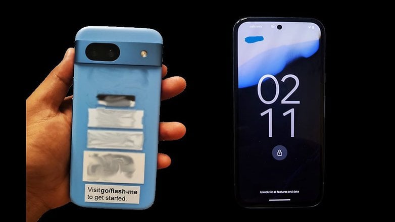 Google Pixel 8a dalam warna biru