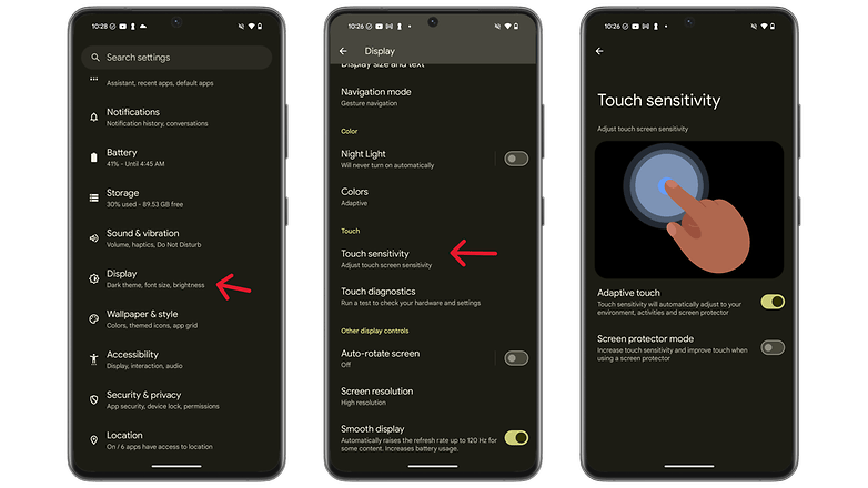Google Pixel 9 Pro (XL) új adaptív érintéssel a képernyő érzékenységének beállításához