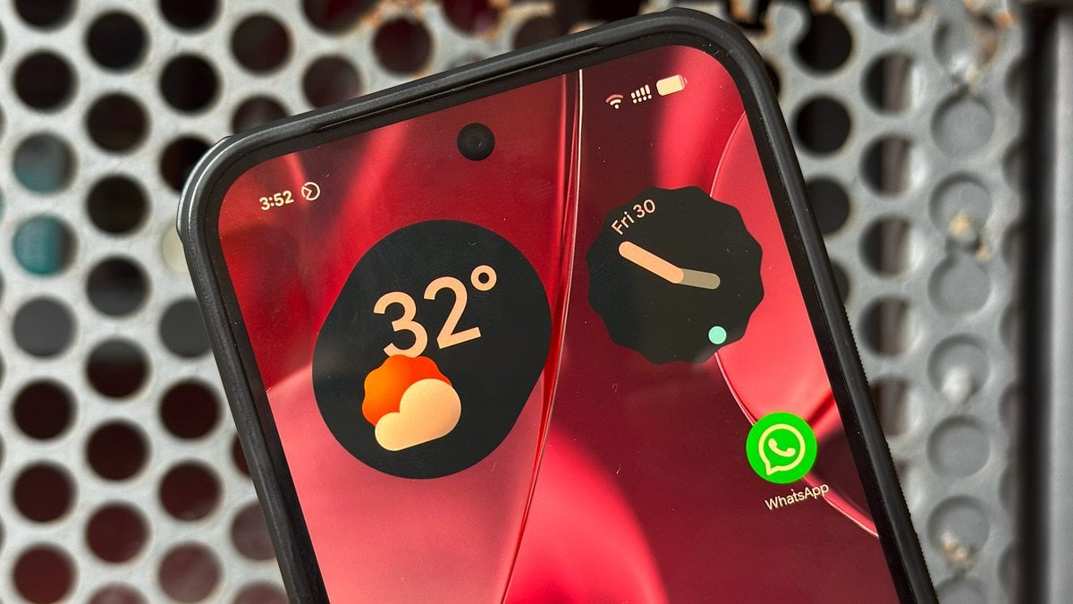 Google Pixel 9 Pro XL with WhatsApp app icon