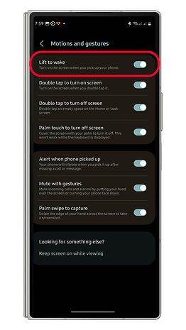 Samsung One UI Gestures Lift to Wake Step 3