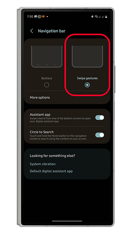 Samsung One UI Navigation Gestures Settings 3