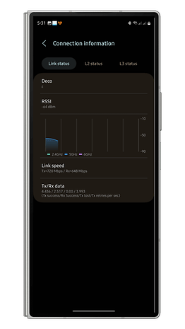 Dold Samsung Galaxy Wi-Fi-meny och kontroller